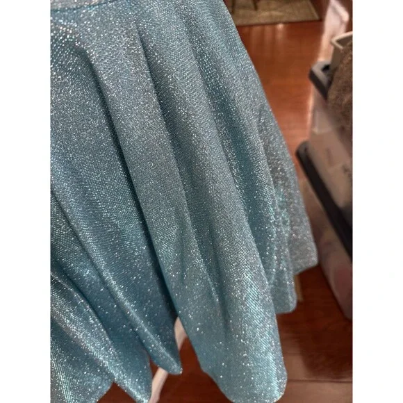 Sherri Hill Cocktail Dress Sz. 10 Blue Short Halter Glitter Shimmer Prom Formal - Picture 11 of 16